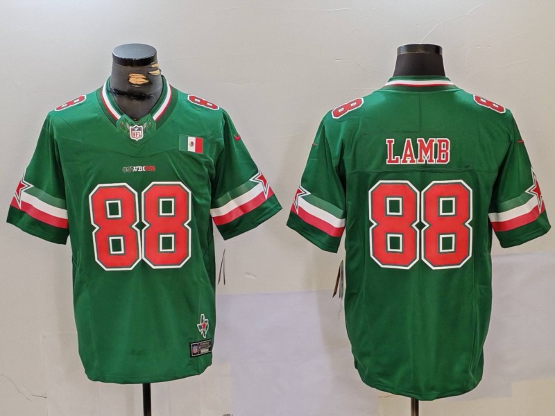 Men Dallas Cowboys #88 Lamb Green Mexico three generations 2024 Nike Vapor Limited NFL Jersey style 906